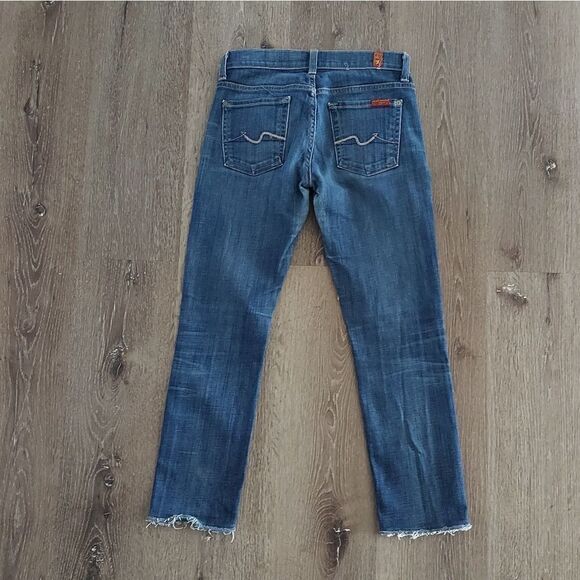 7 For All Mankind Roxanne Mid Rise Raw Hem Jeans Size 24 - Picture 4 of 9